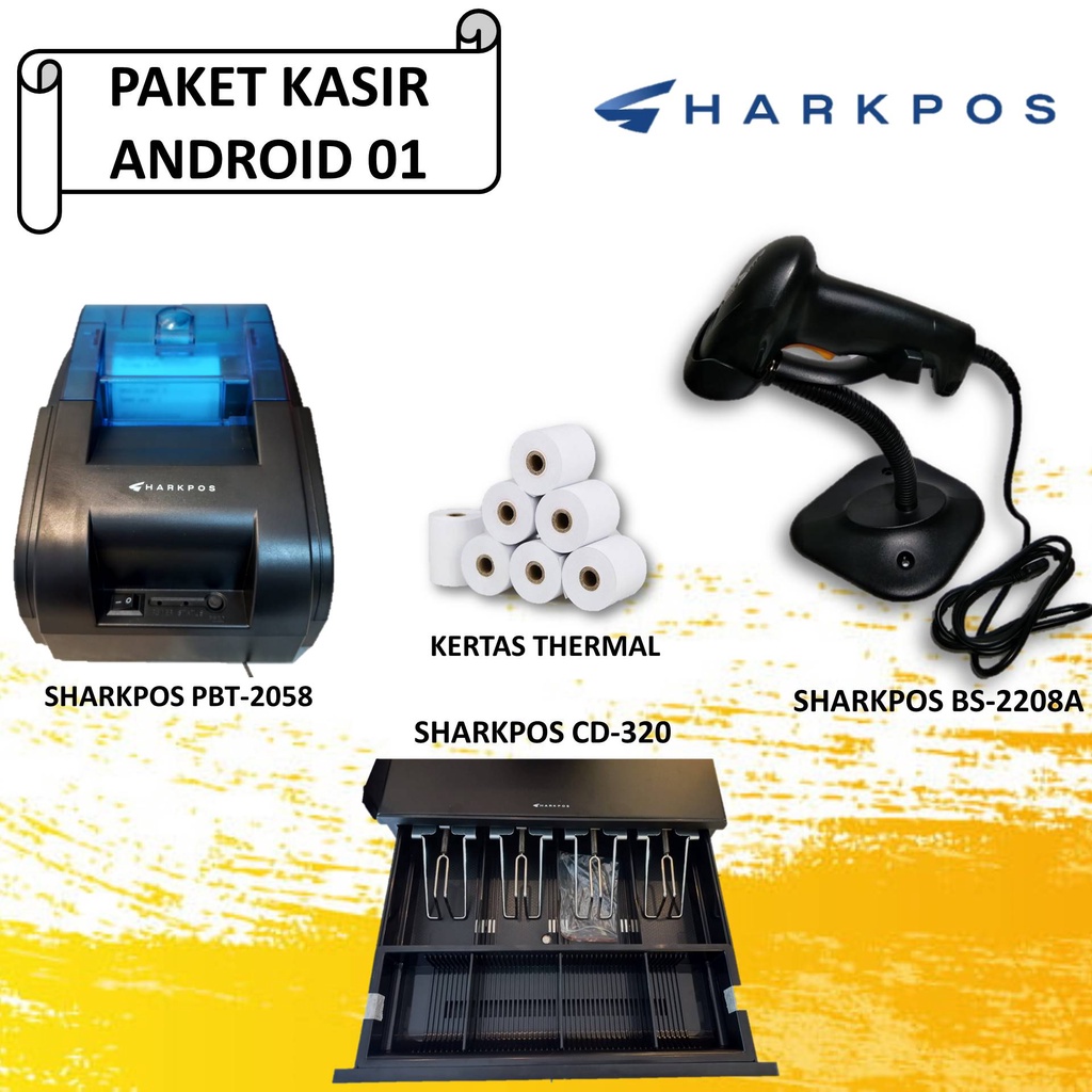 Jual Paket Kasir Android Sharkpos Printer Thermal Usb Bluetooth Mm