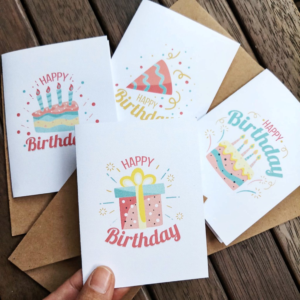 Jual 1 PACK Kartu Ucapan Ultah & Amplop Kraft Birthday Greeting Card ...