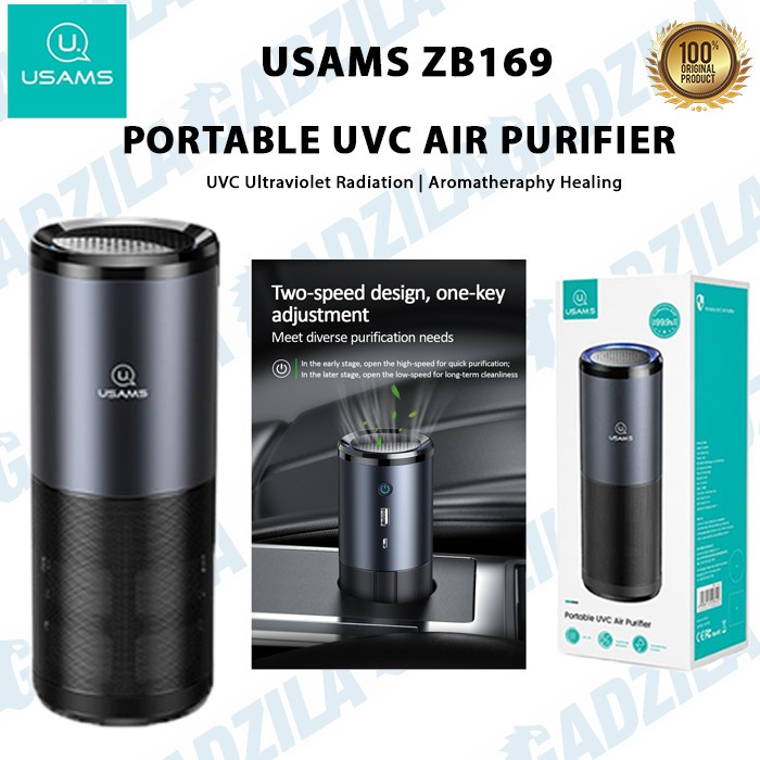 GADZ68 USAMS ZB169 PORTABLE UVC CAR AIR PURIFIER FILTER UDARA MOBIL
