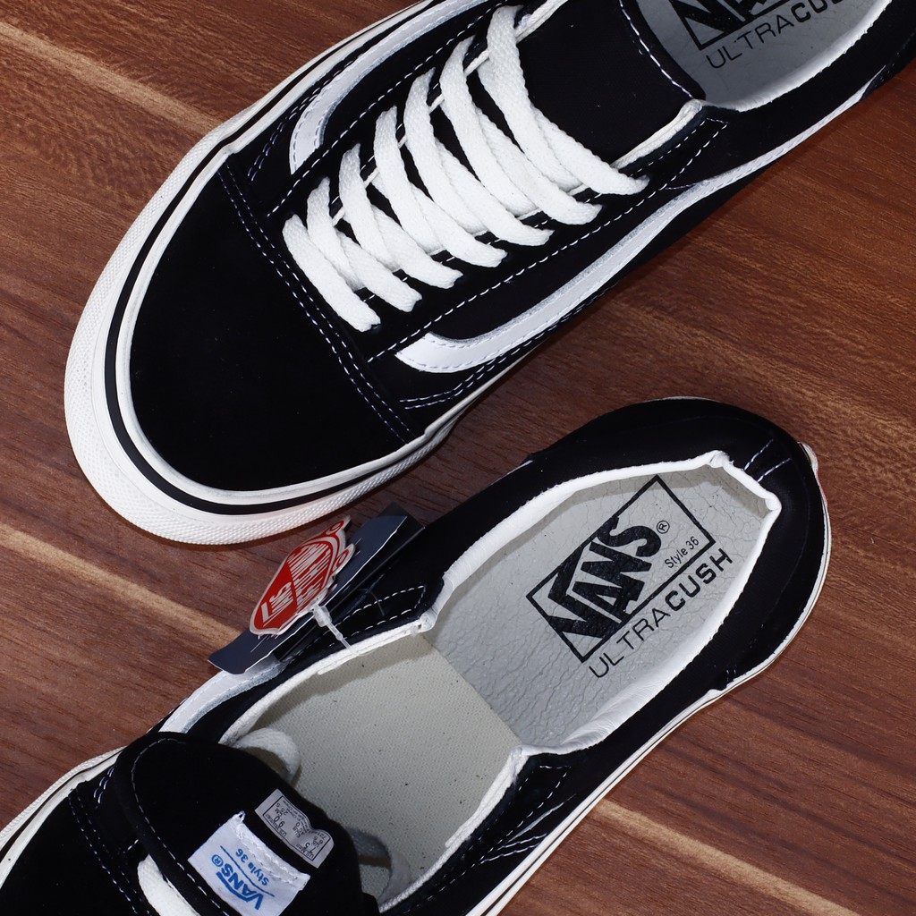 (Bonus Kaos Kaki+Paperbag+Tali Tambahan) Sepatu Vans Oldskool DX Style 36  Anaheim Factory Black White Old skool