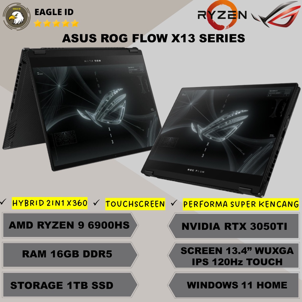 Jual LAPTOP GAMING 2IN1 TOUCHSCREEN ASUS ROG FLOW X13 GV301RE AMD RYZEN