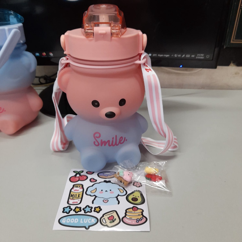 Jual Botol Viral Botol Minum Smile Bentuk Panda 1100ML Free Stiker 2D ...