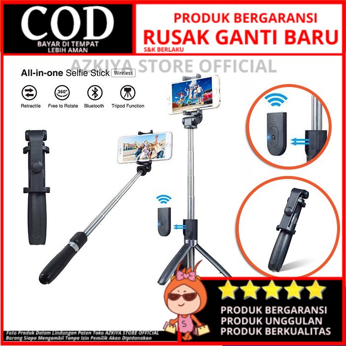 Jual TRIPOD BLUETOOTH REMOTE CONTROL TONGSIS SELFIE SMARTPHONE ALAT