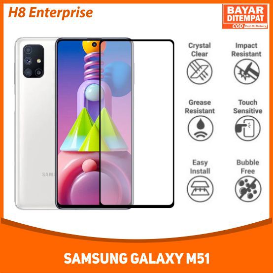 Jual Tempered Glass Full Samsung Galaxy M51 Anti Gores Kaca Full