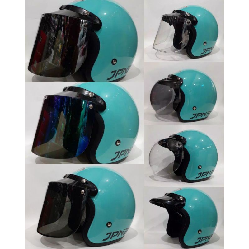 Jual Helm Bogo Retro Jpn Arc Sky Blue Glosi Kaca Datar Cembung Shopee