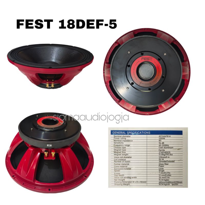 Jual Speaker Komponen Inch Fest Def Coil Inch Watt