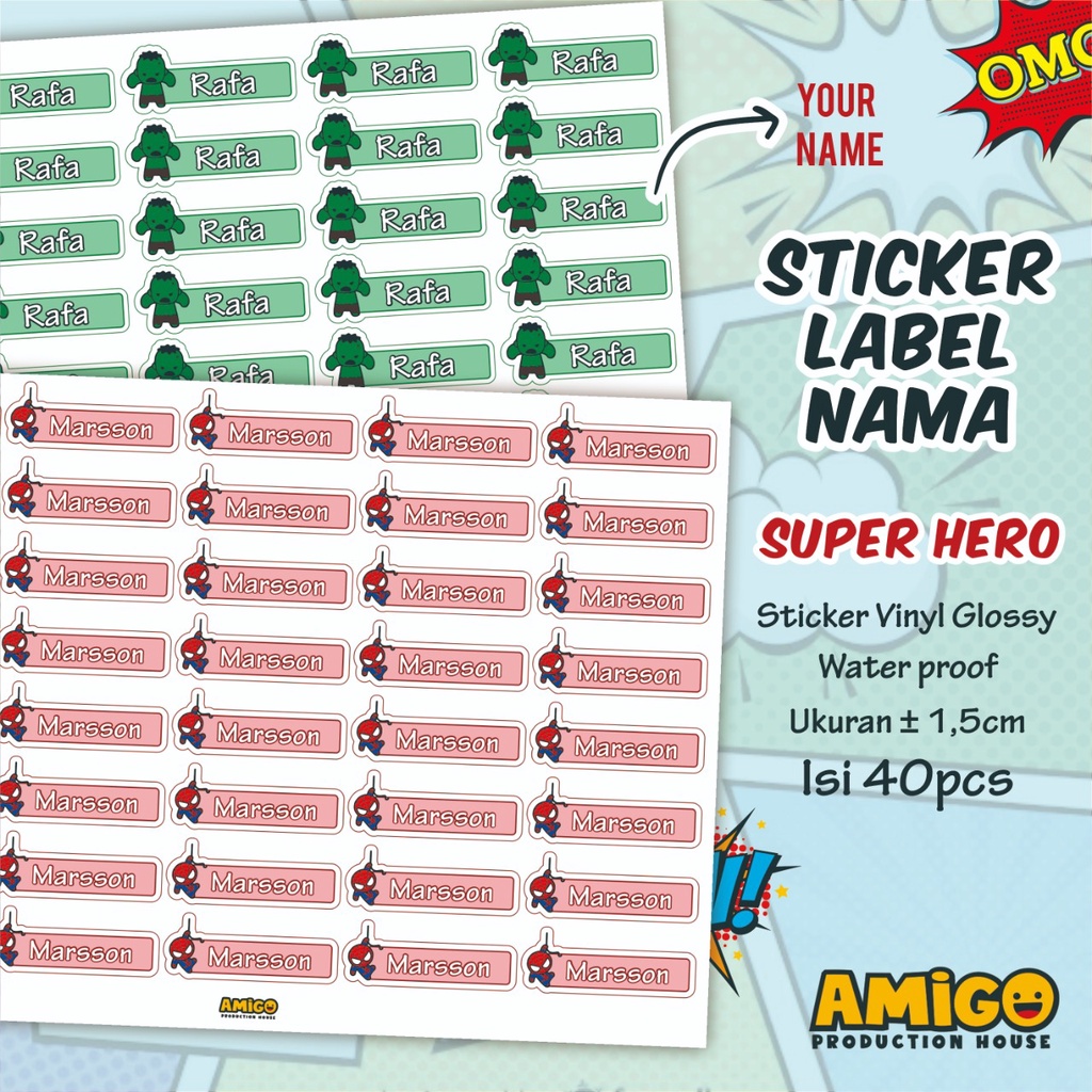 Jual Stiker Label Nama Superhero Marvel Avengers Alat Tulis ATK Justice ...