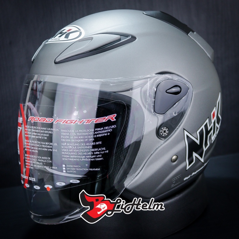 Jual Helm Nhk R Solid Grey Doff Half Face Sni Single Visor Clear Shopee Indonesia