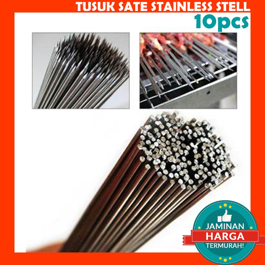 Jual Tusuk Sate Stainless Steel Tusukan Bbq Needle Reusable 33cm