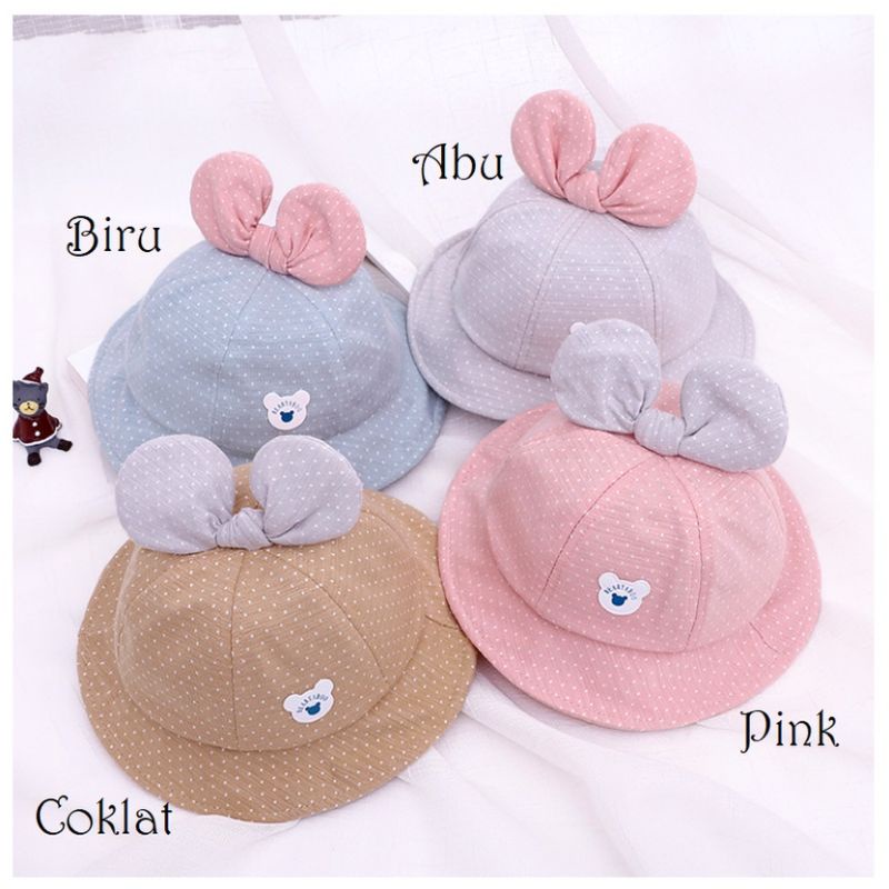 Jual Topi Bucket Anak Bayi Pita Polkadot Bearyaboo Lucu | Shopee Indonesia