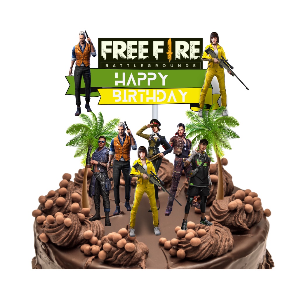 Jual Topper Cake Free Fire Hiasan Kue Topper Happy Birthday