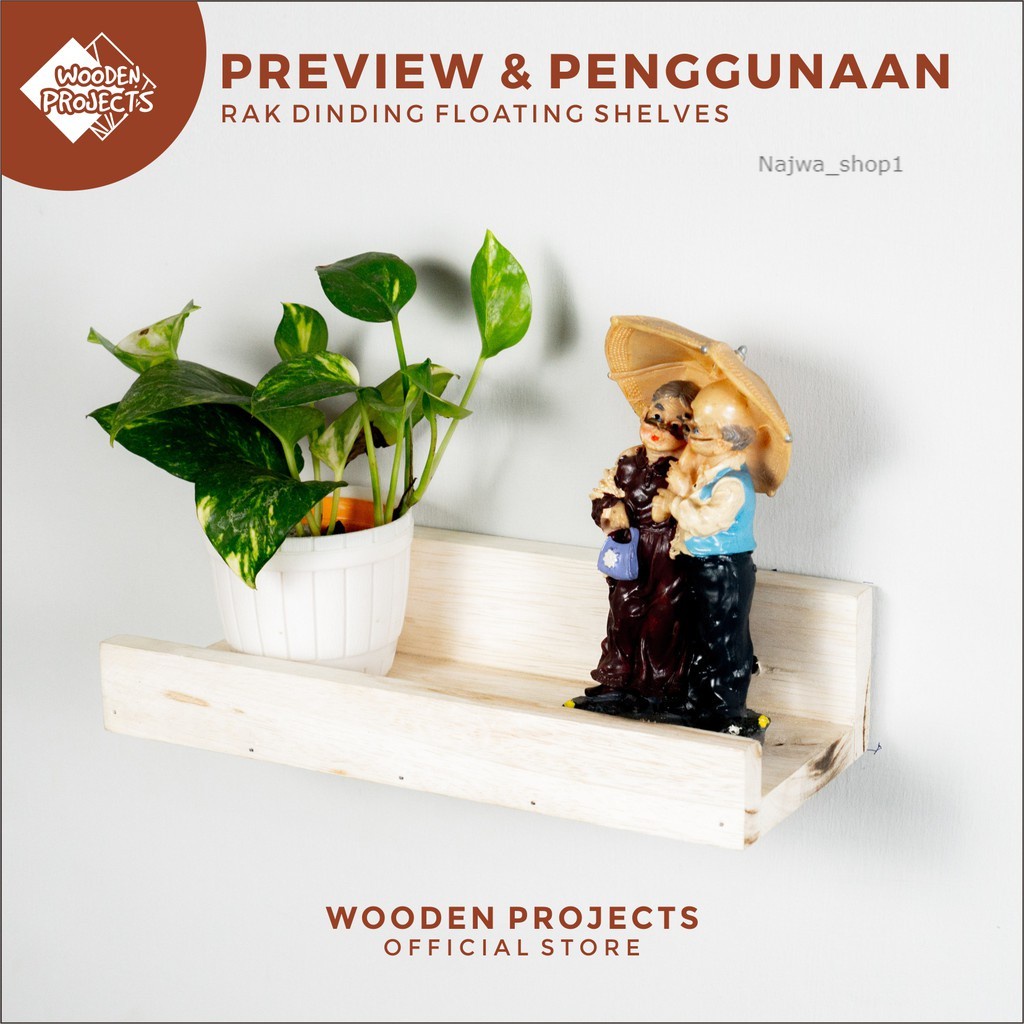 Jual Rak Dinding Floating Shelves Kayu Sengon Wall decor Hiasan dinding ...