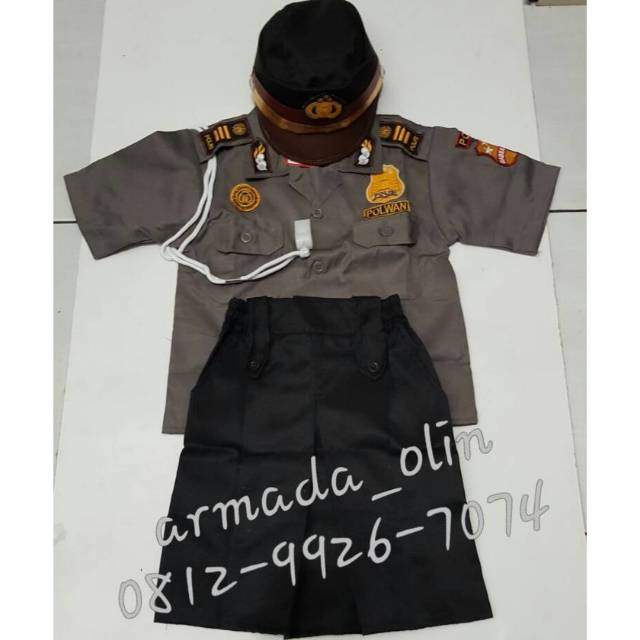 Jual baju karnaval polwan anak umur 5-6 tahun |baju polwan anak | Baju