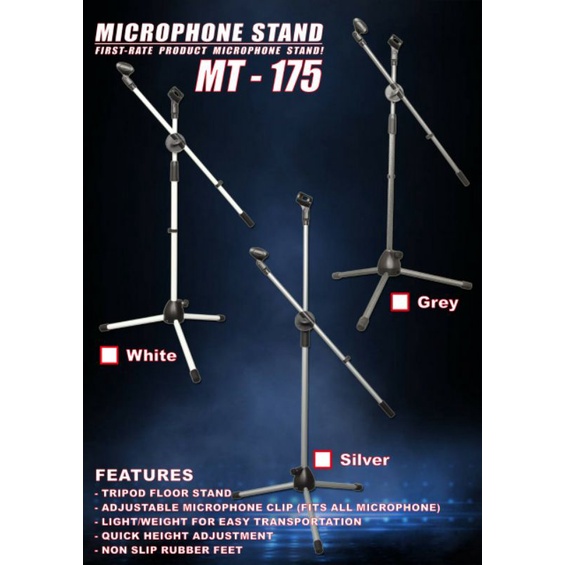 Jual Stand Mic Berdiri Lantai Warna Putih Silver Grey Tiang Microphone Berdiri Shopee 8310