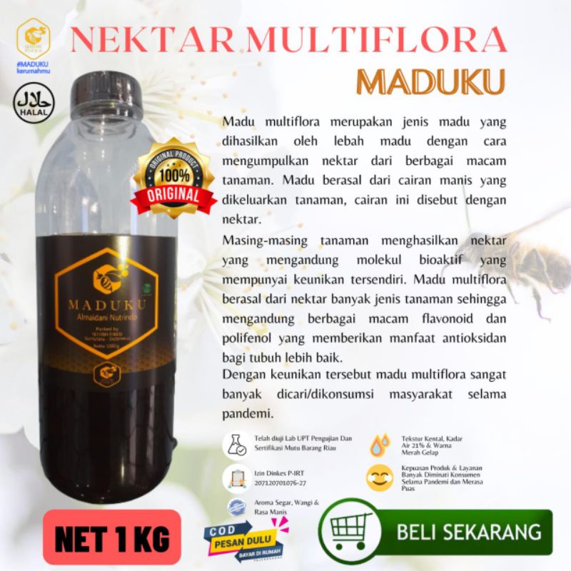 Jual Madu Murni Asli Multiflora Netto 1 Kg Maduku Lulus Uji Lab ...