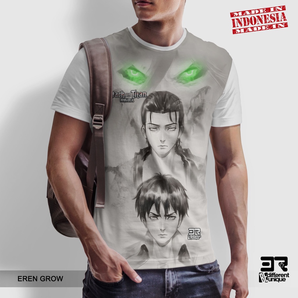 Jual [ COD ] KAOS PRINTING GAMBAR ANIME ATTACK ON TITAN EREN GROW ...