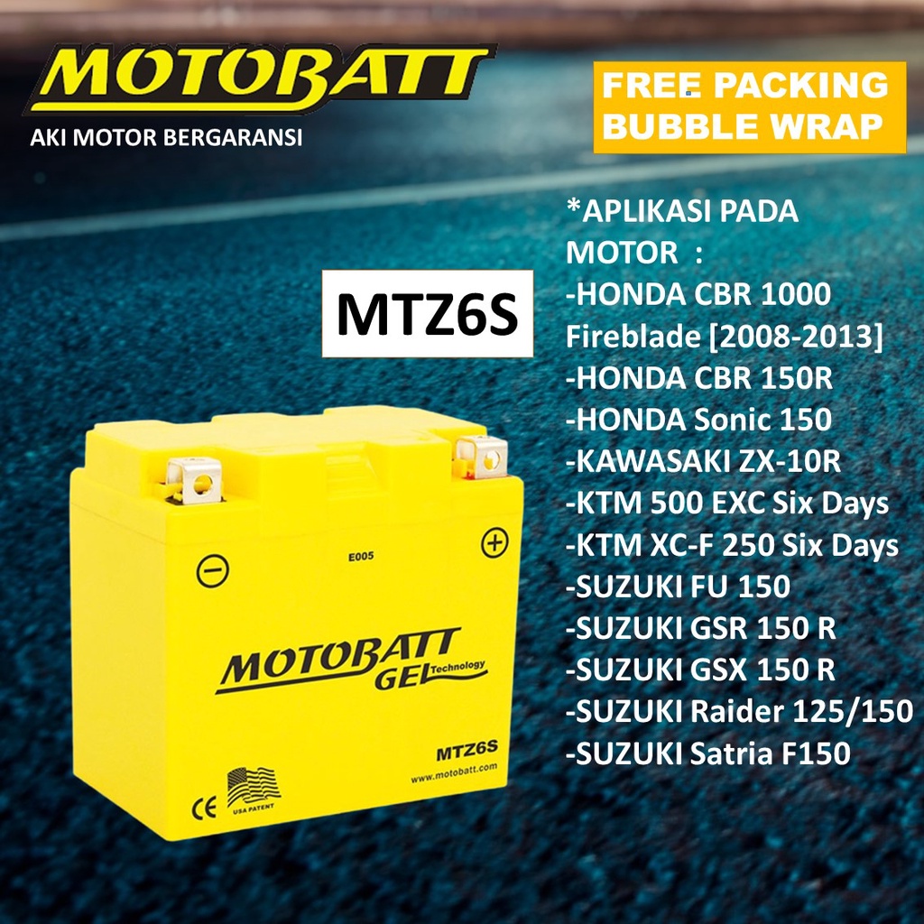Jual Motobatt Aki Motor MTZ6S Honda CBR 150 Kawasaki KLX ZX 10R Satria