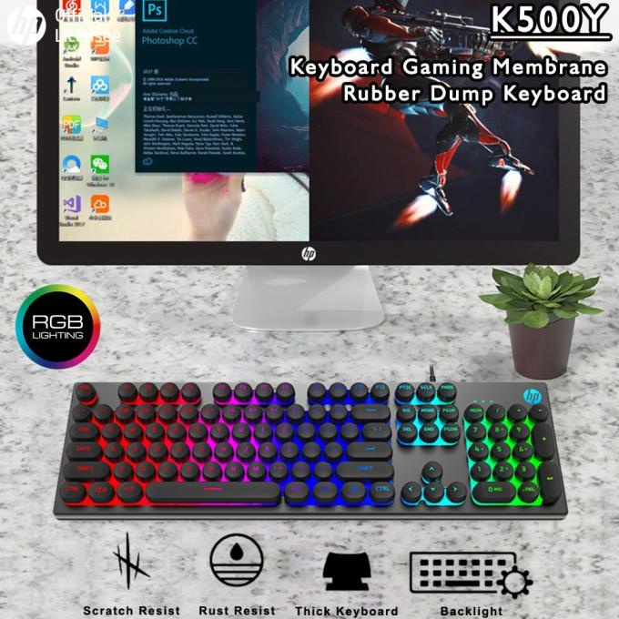 Jual Keyboard Gaming HP K500Y RGB Membrane (Rubber Dump) Keyboard