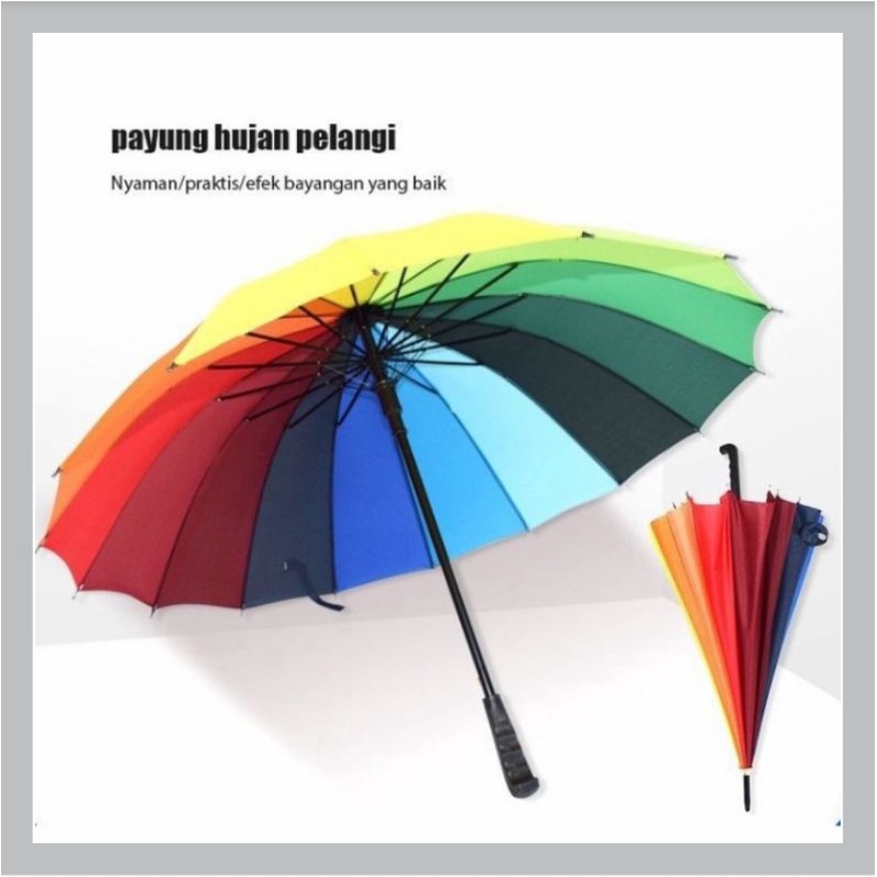 Jual Payung Golf Pelangi 16 Jari Jumbo Rainbow Umbrella Jumbo Besar