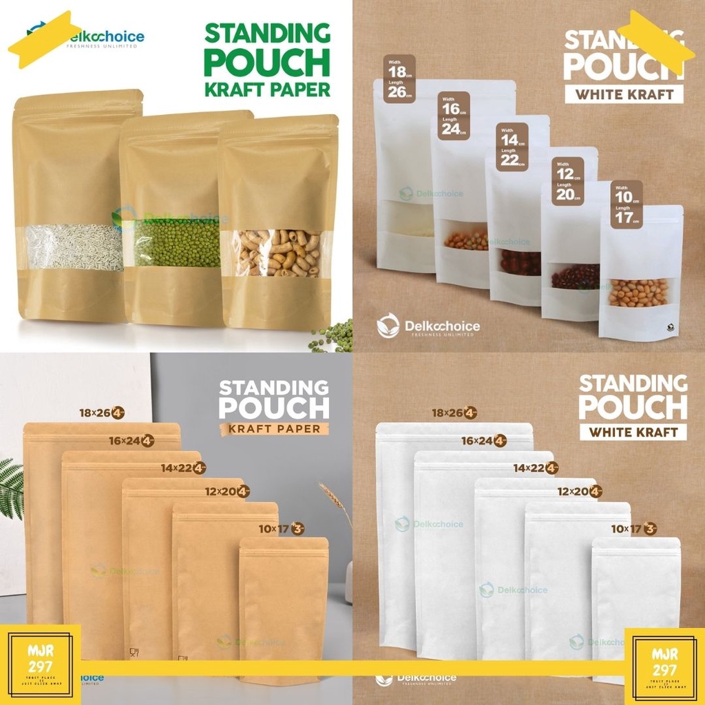 Jual Standing Pouch Kertas Kraft Paper Varian Warna Kemasan Makanan Delkochoice Shopee Indonesia