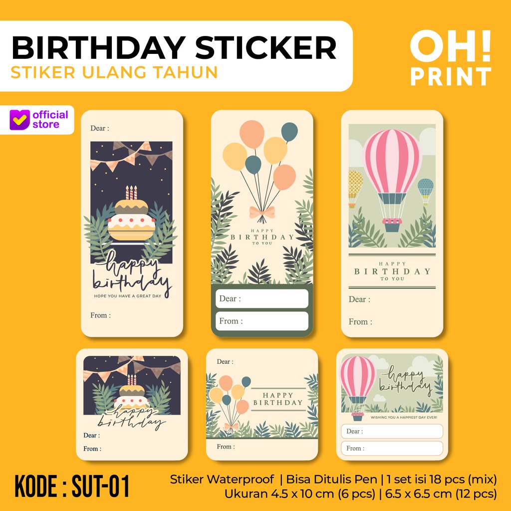 Jual 18 PCS Stiker Ulang Tahun | Stiker Ultah | Birthday Sticker ...
