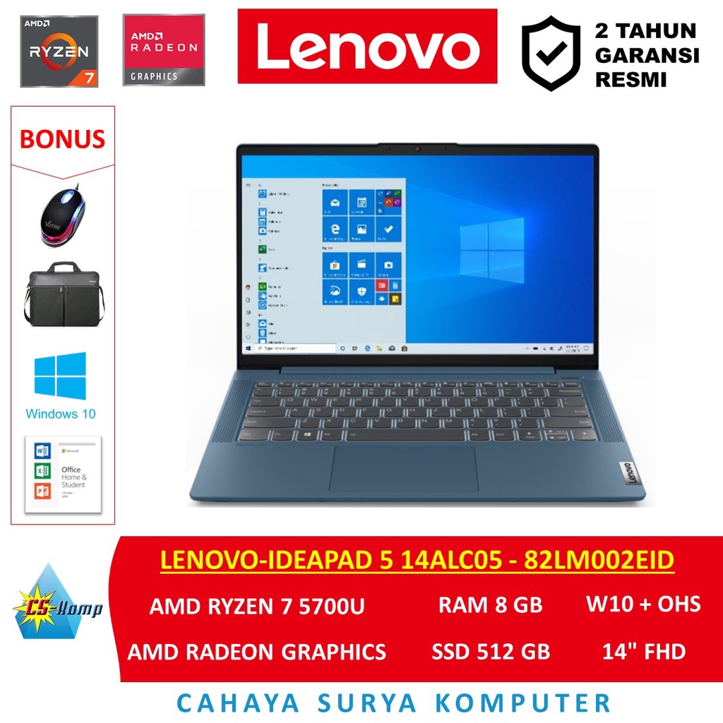 Jual Laptop Lenovo-IdeaPad 5 14ALC05 - 82LM002EID Abyss Blue AMD Ryzen ...