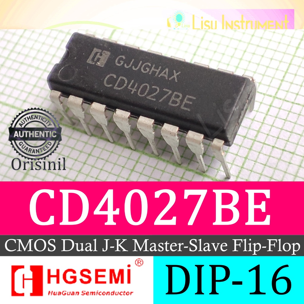 Jual CD4027B CD4027BE CD4027 CMOS Dual J-K Master-Slave Flip-Flop DIP ...