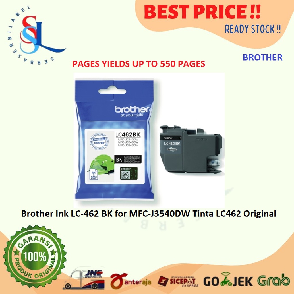 Jual Brother Ink LC-462 Black For MFC-J3540DW Tinta LC462 Original ...