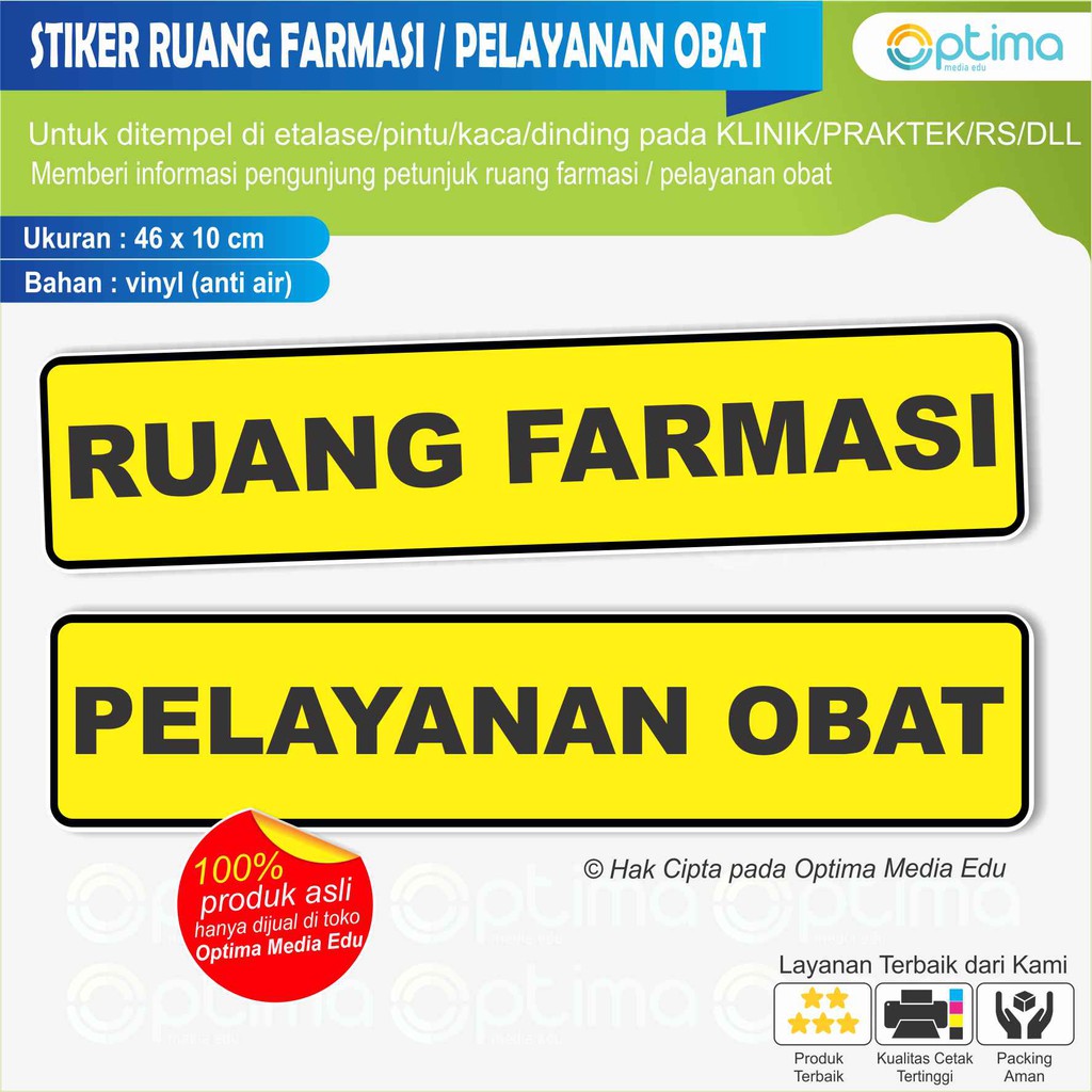 Jual STIKER RUANG FARMASI / PELAYANAN OBAT UNTUK KLINIK/PRAKTEK DOKTER
