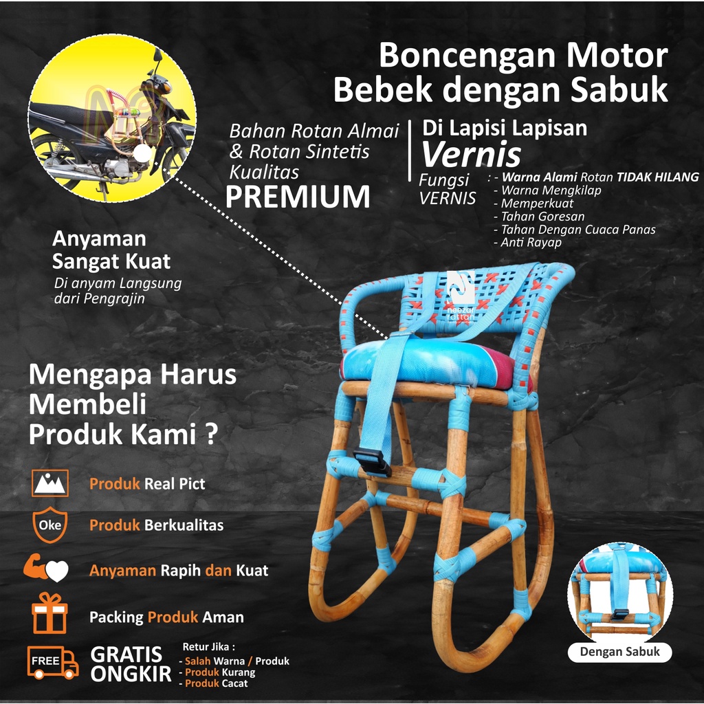 Jual Jok Kursi Bonceng Boncengan Anak Rotan Motor Matic, Bebek Cowok ...