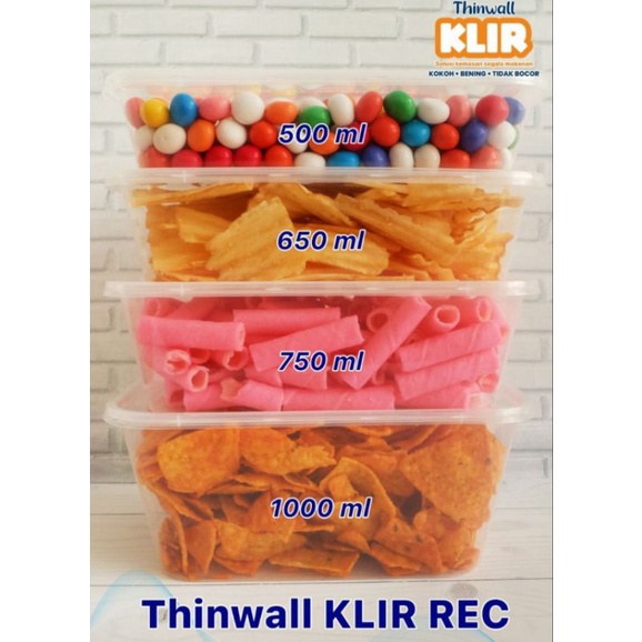 Jual Thinwall Klir Rectangle 500ml 650ml 750ml 1000ml Isi 25 Pcs