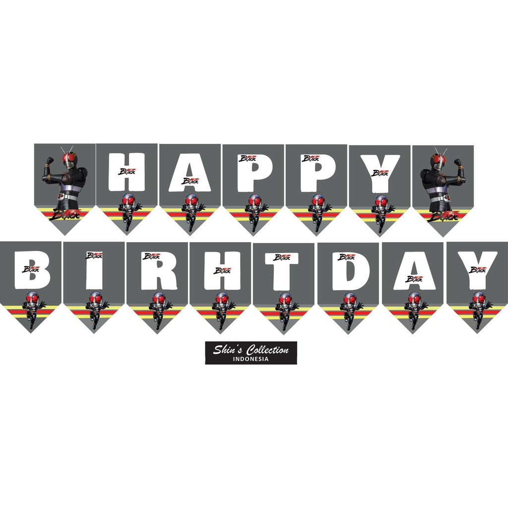 Jual Banner bunting flag happy birthday ulangtahun kamen rider Black ...