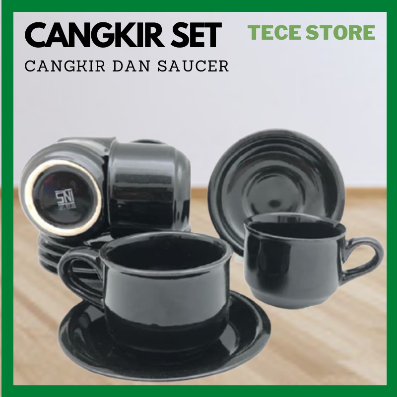 Jual Cangkir Set Pasang Cangkir Teh Saucer Nikura Hitam D W Gelas