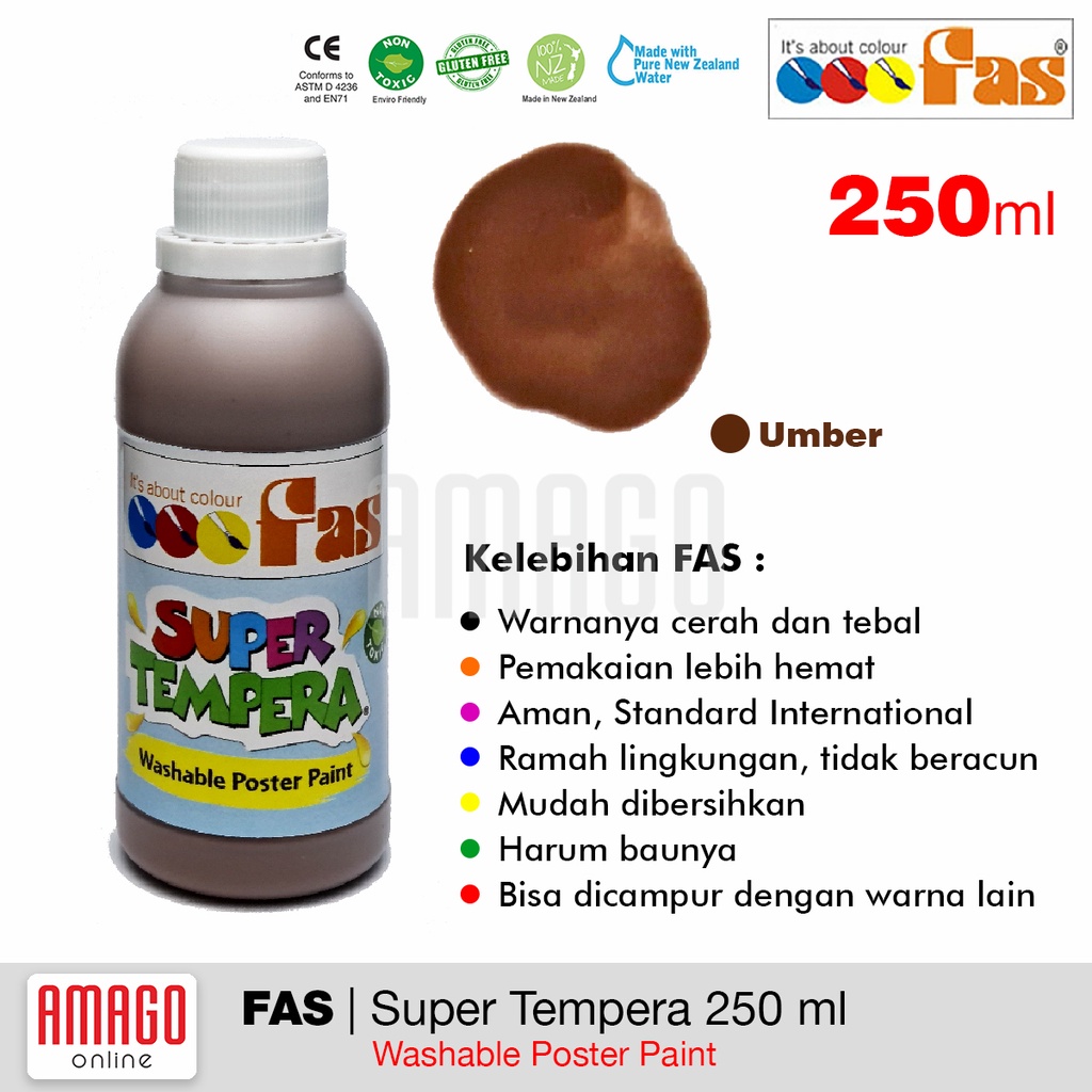 Jual FAS Super Tempera Washable Poster Paint Cat Lukis Cepat Kering 250 ...