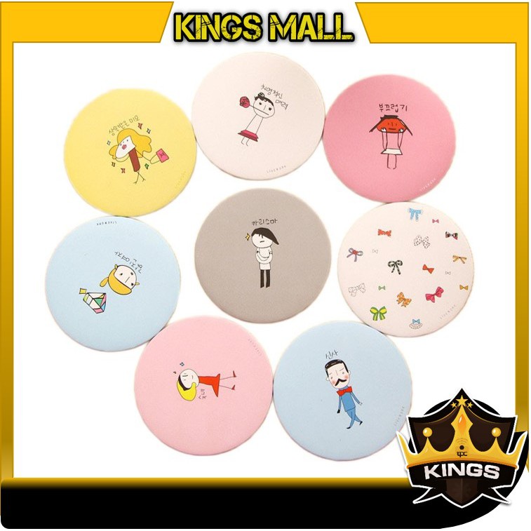 KINGS - F498 Cermin Bulat Karakter / Kaca Cermin Make Up Mini / Motif Kartun Colorful