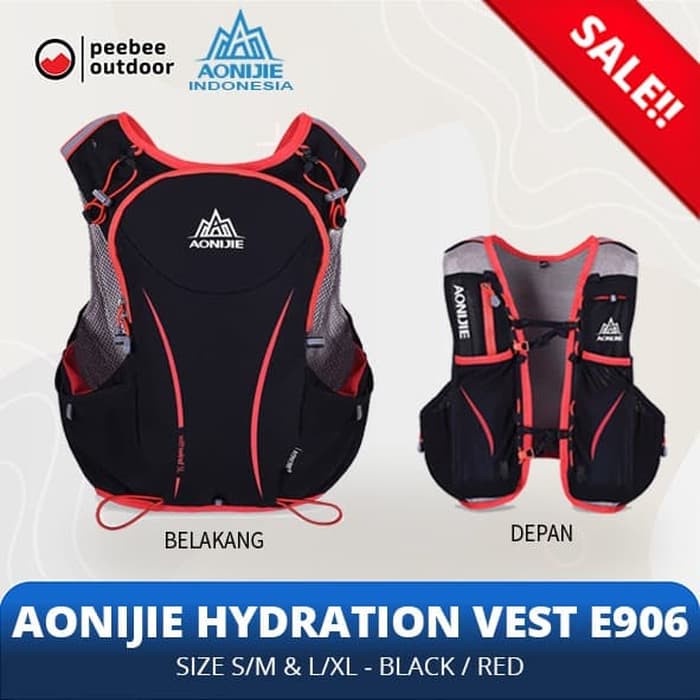 Jual AONIJIE Hydration Pack Vest Rompi Lari Backpack E906 BLACK RED S Shopee Indonesia