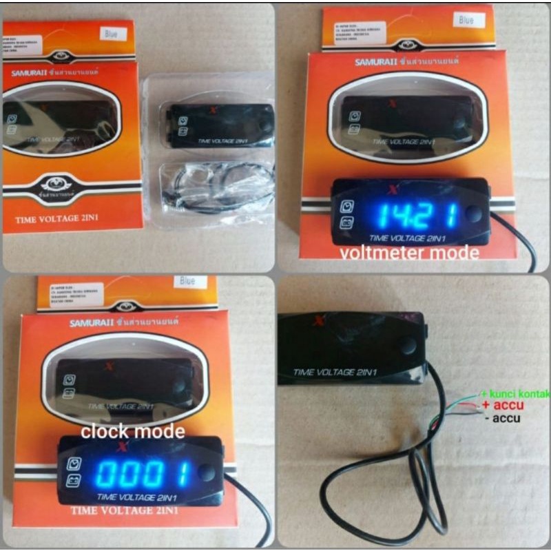 Jual Volmeter motor volmeter 2in1 plus jam universal | Shopee Indonesia