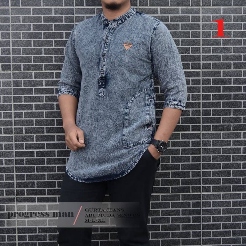 Jual BAJU KOKO JEANS KURTA QURTA PAKISTAN DENIM SHANGHAI ORIGINAL ...