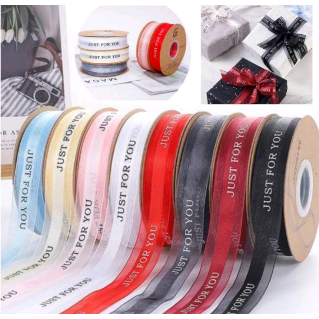 Jual Per Yard (90cm) Pita Just For You Organza Ribbon 25 mm Pita ...