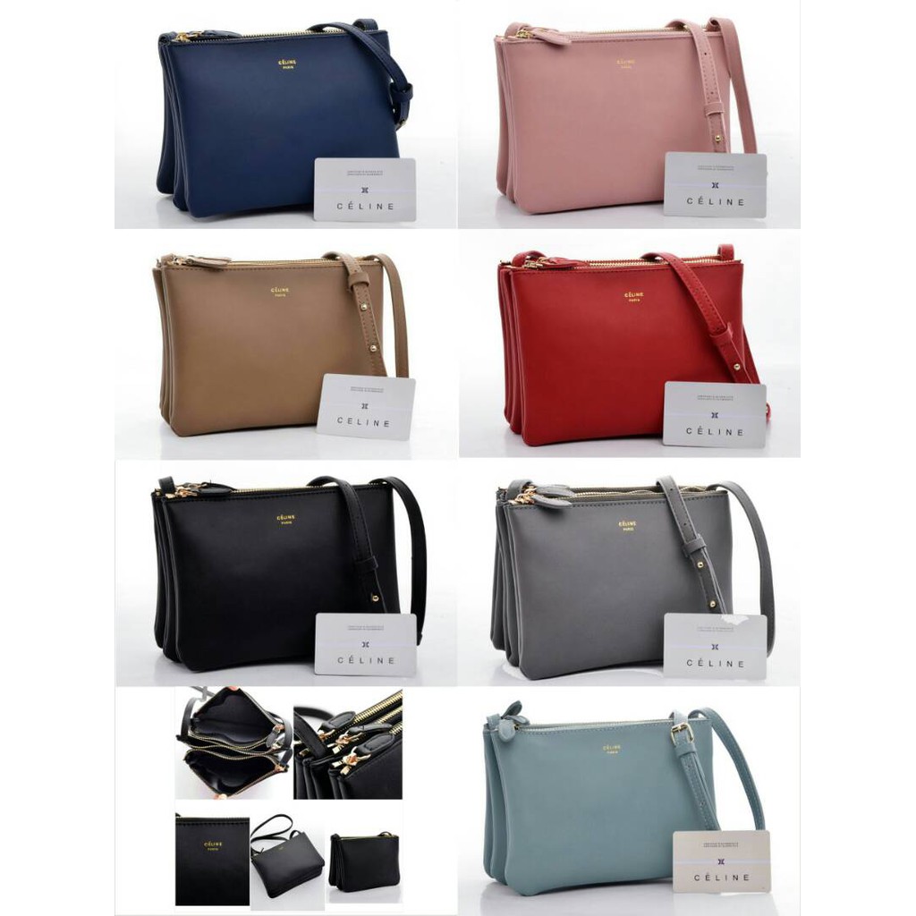 Jual Tas Celine Trio Bag Leather Semi Premium 8865 Shopee Indonesia