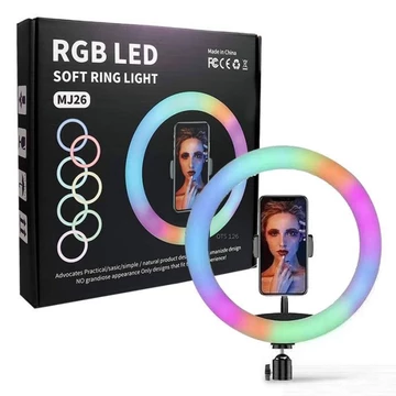 Ring Light LED 26cm 33cm 45cm 3 Warna RGB Beauty Ringlight Live Vlog Konten Selfie Plus Tripod