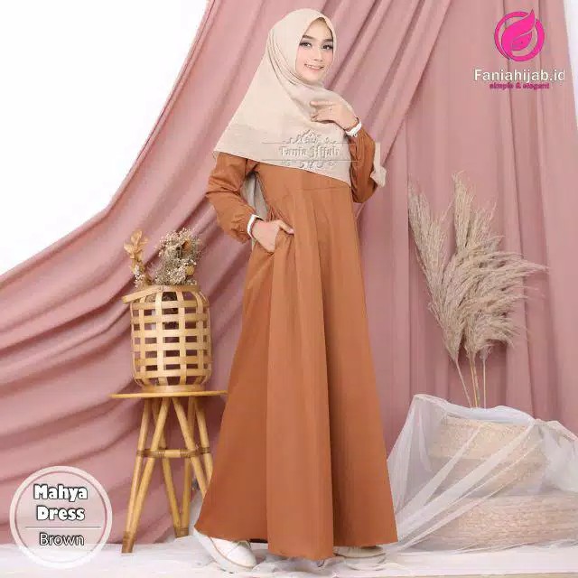 Jual Fania Hijab Mahya Dress Gamis terbaru dress menyusui dress casual motif polos griya mey