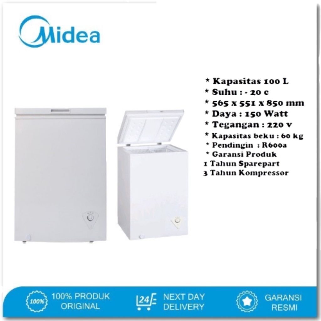 Jual MIDEA HS 129 C CHEST FREEZER BOX HS131C LEMARI PEMBEKU 100 LITER