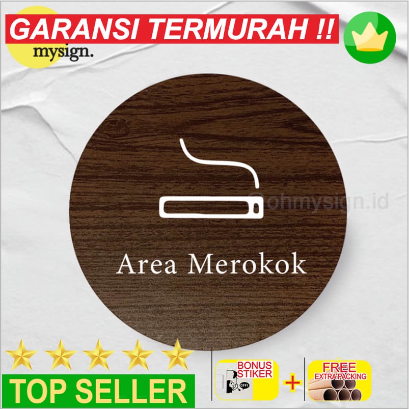 Jual Terlaris Area Merokok Sign Board Kayu Bulat Print Signage Label Nama Keren Shopee Indonesia 0589