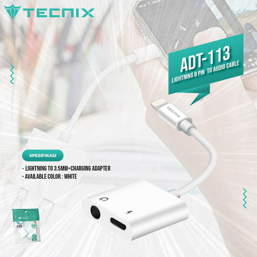 Jual Tecnix ADT-113 Adapter Lightning to Audio Jack 3.5mm+Charging ...