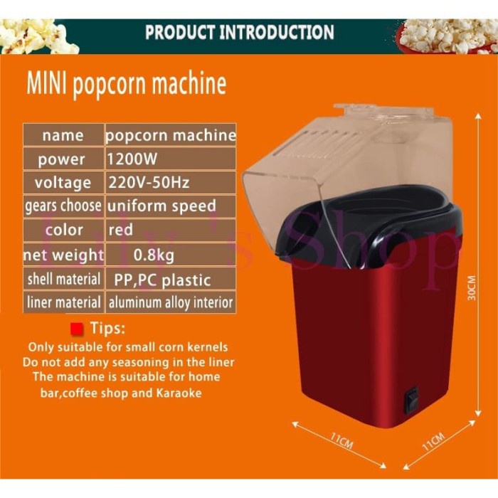 Jual Maker-popcorn- Mesin Electric Popcorn Maker Hot Air Corn Machine 