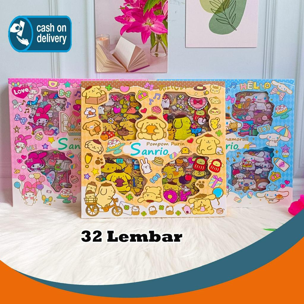 Jual Sticker Box Sanrio Isi 32 Lembar Set Daily Manual Cute Pattern