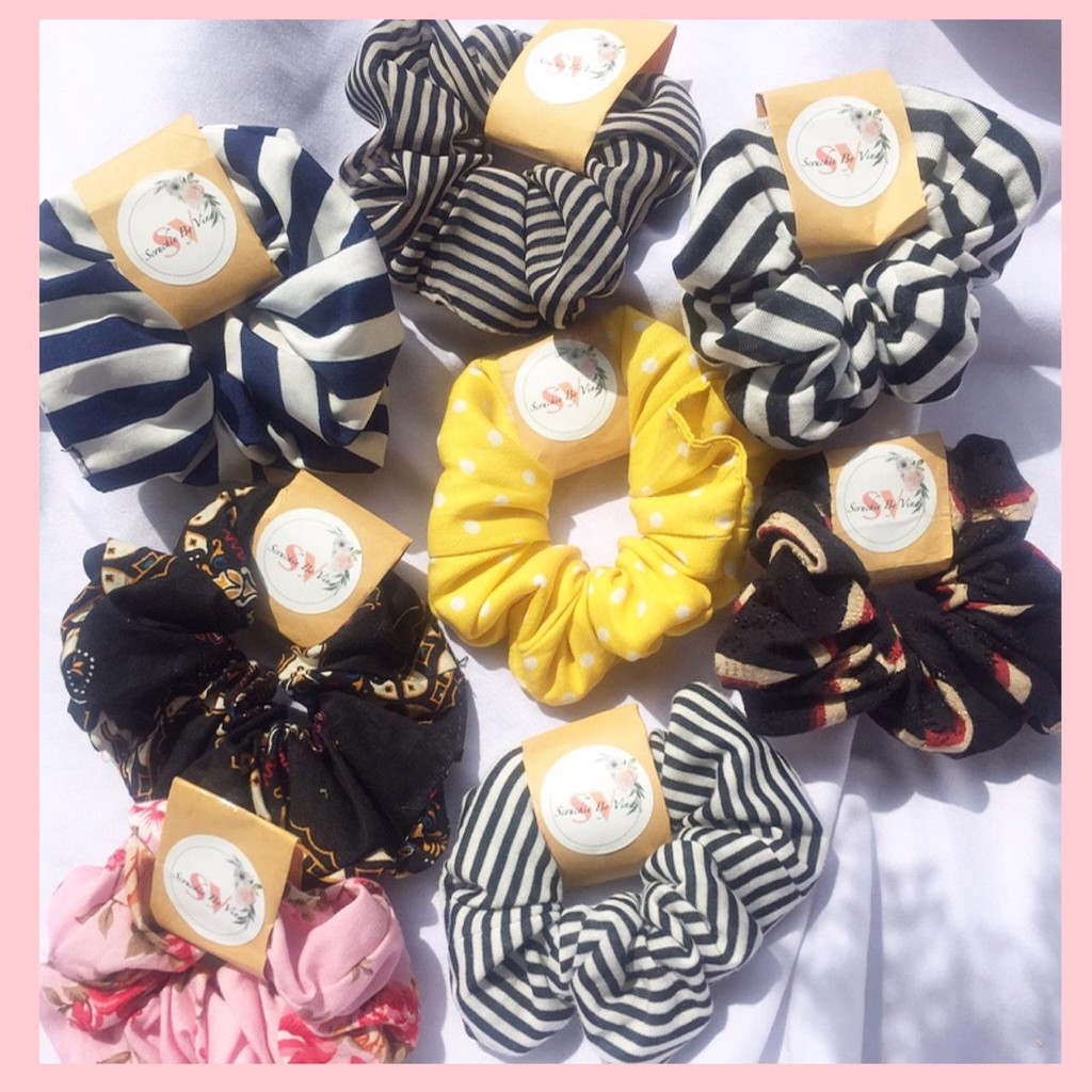 Jual Scrunchie Hijab Rambut Motif Ikat Rambut Jilbab Motif Terbaru Kunciran Ikat Rambut Motif 