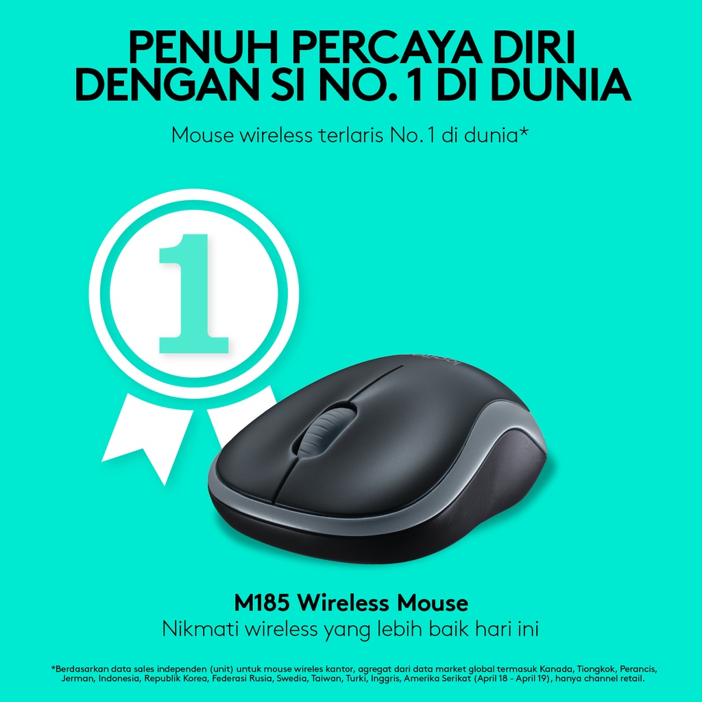 Logitech M185 Mouse Wireless Compact untuk Windows, Mac, ChromeOS - Abu - Abu (7)