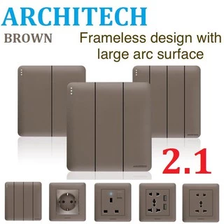Architech Saklar Infinity Brown A63 Series / Stop Kontak / Sakelar / Saklar Rumah Architech Gabungan saklar hotel mewah / saklar full frem